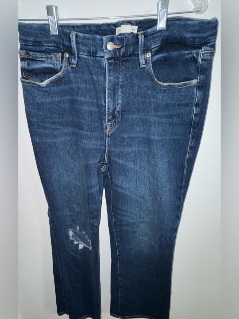 Good American Dark Wash Distressed Skinny Jeans